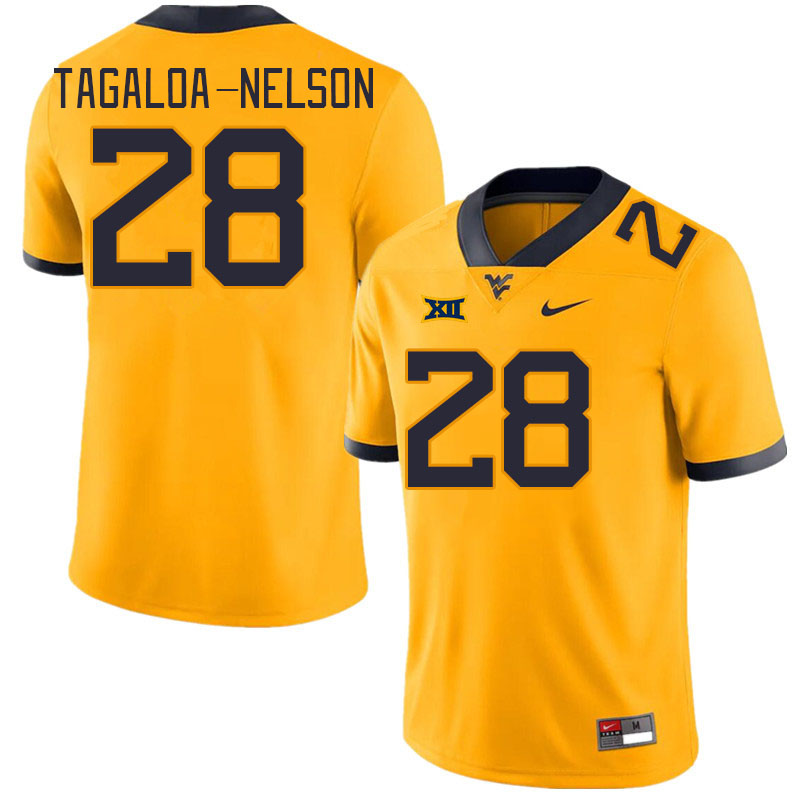 Men #28 Aden Tagaloa-Nelson West Virginia Mountaineers College Football Jerseys Stitched Sale-Gold - Click Image to Close